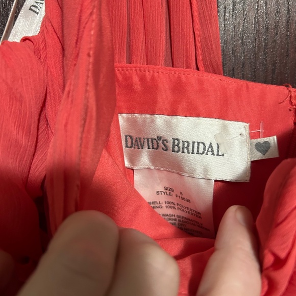 David's Bridal Short one shoulder Gown in Guava NEW with tags - Picture 3 of 4